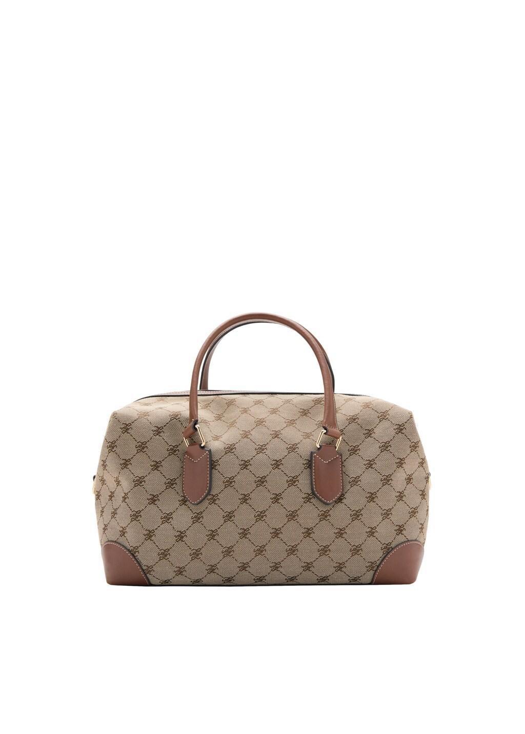 Brown Logo Print Bowling Bag, Medium Brown, medium