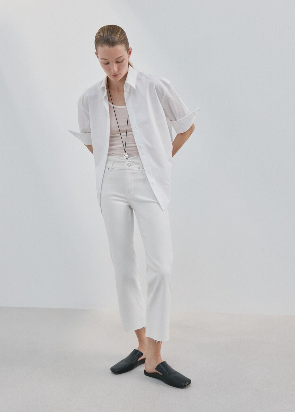 White Sienna Flared Cropped Jeans, White, medium