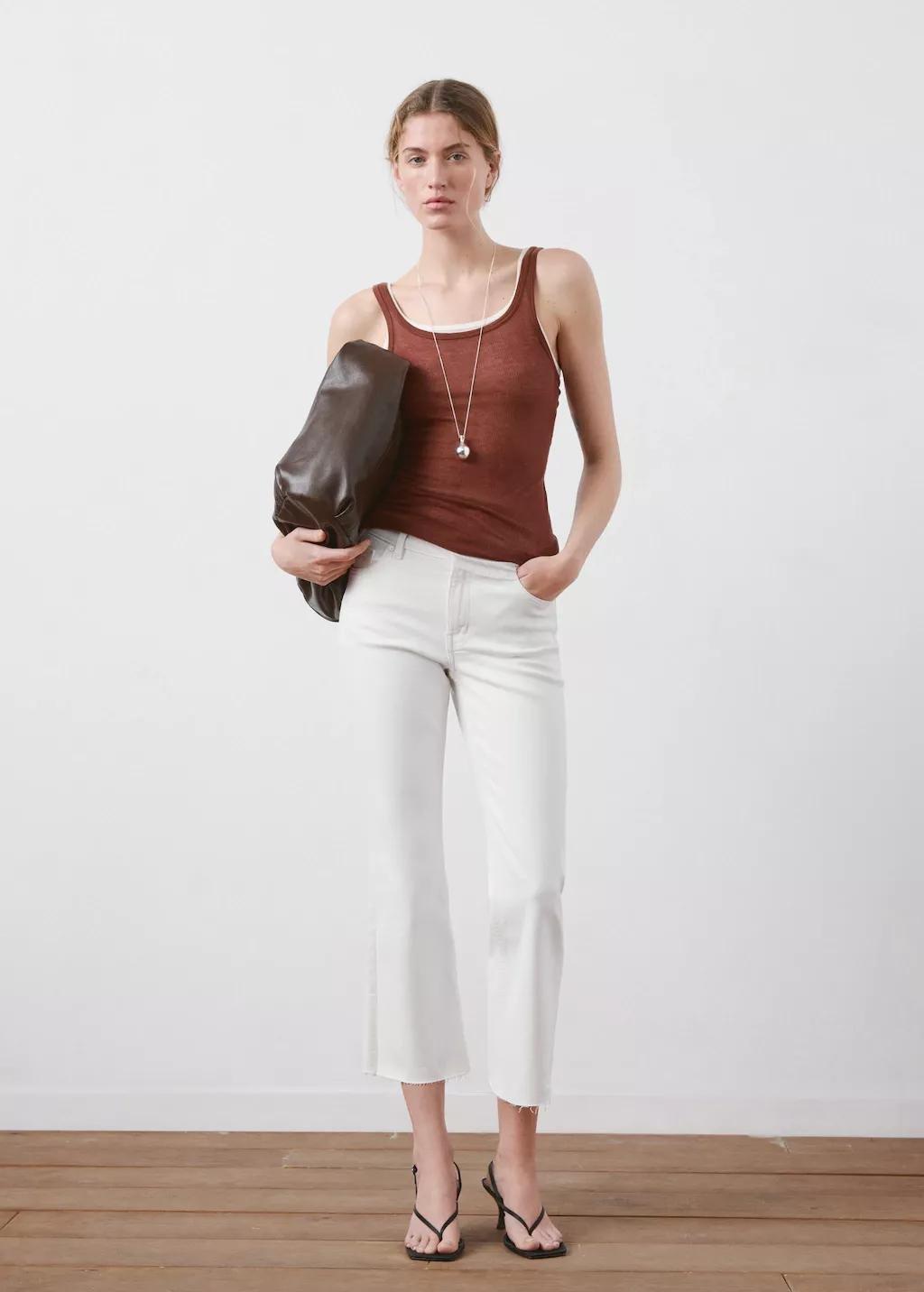 White Sienna Flared Cropped Jeans, White, medium