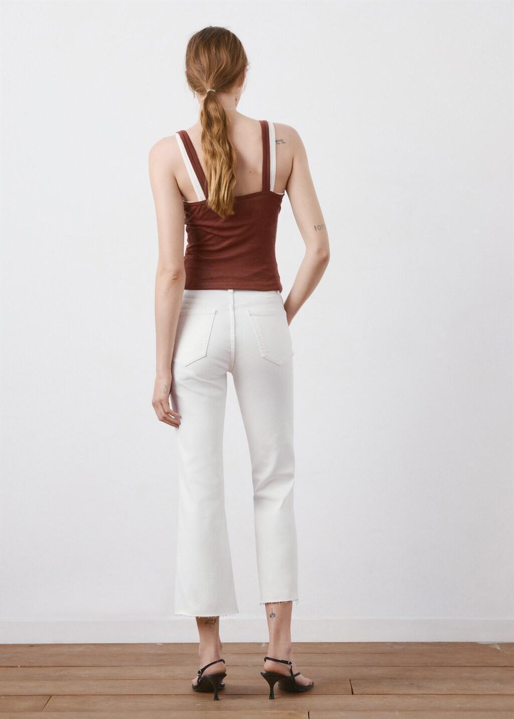 White Sienna Flared Cropped Jeans, White, medium