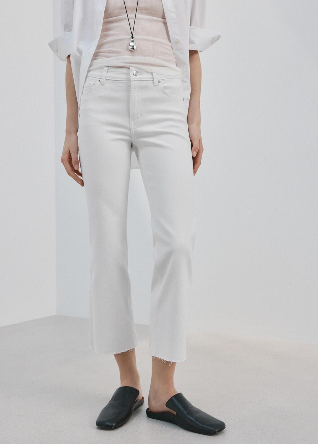 White Sienna Flared Cropped Jeans, White, large image number 3