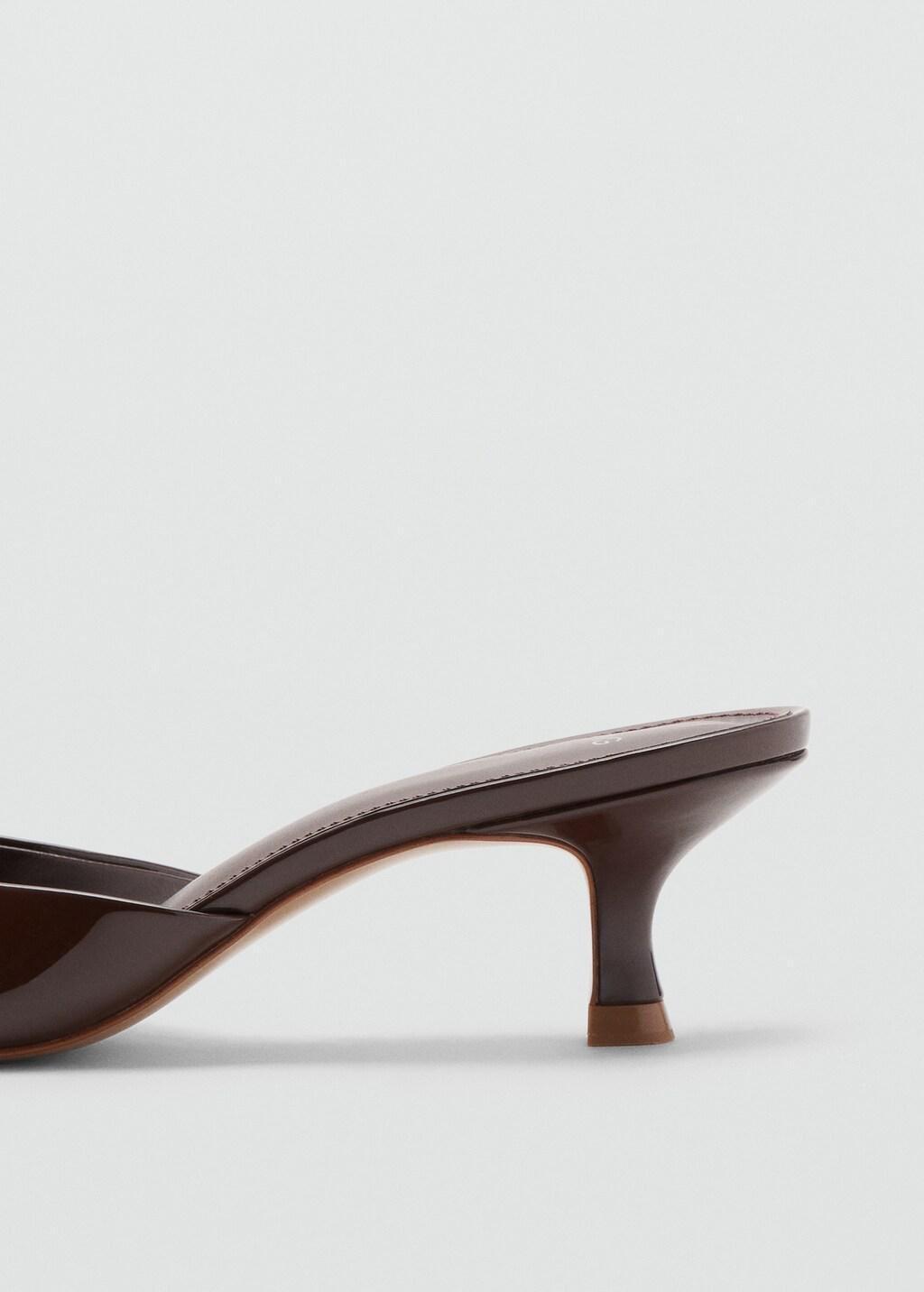 Brown Kitten Heel Sandals, Dark Brown, large image number 2