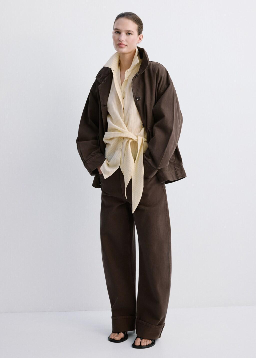 Brown Balloon Jeans With Rolled-Up Hem, Dark Brown, medium