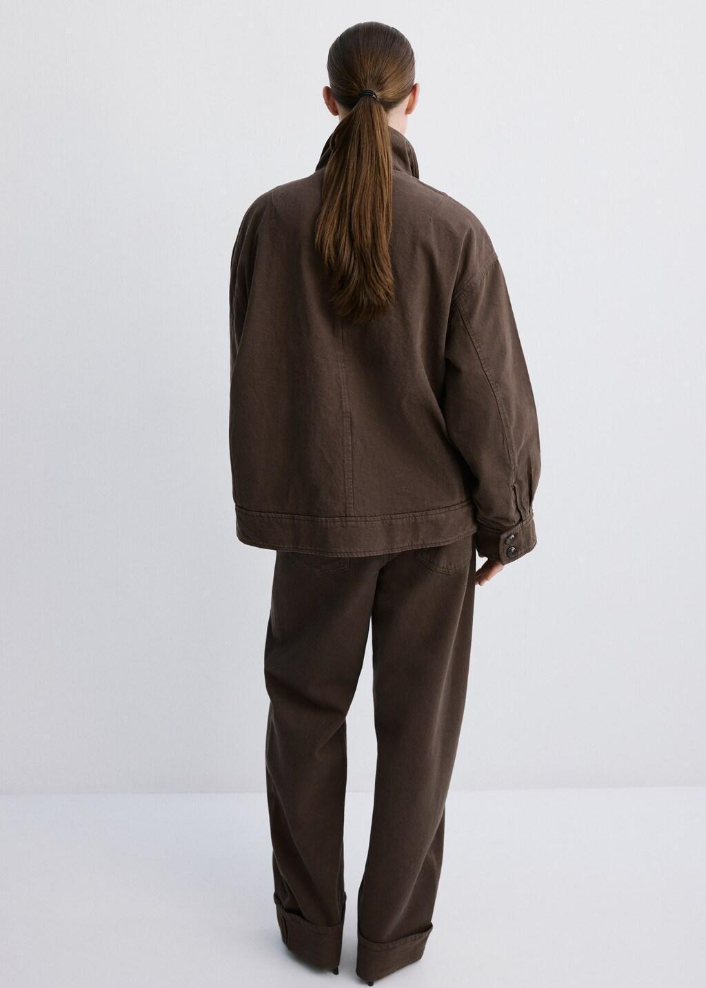 Brown Balloon Jeans With Rolled-Up Hem, Dark Brown, large image number 2
