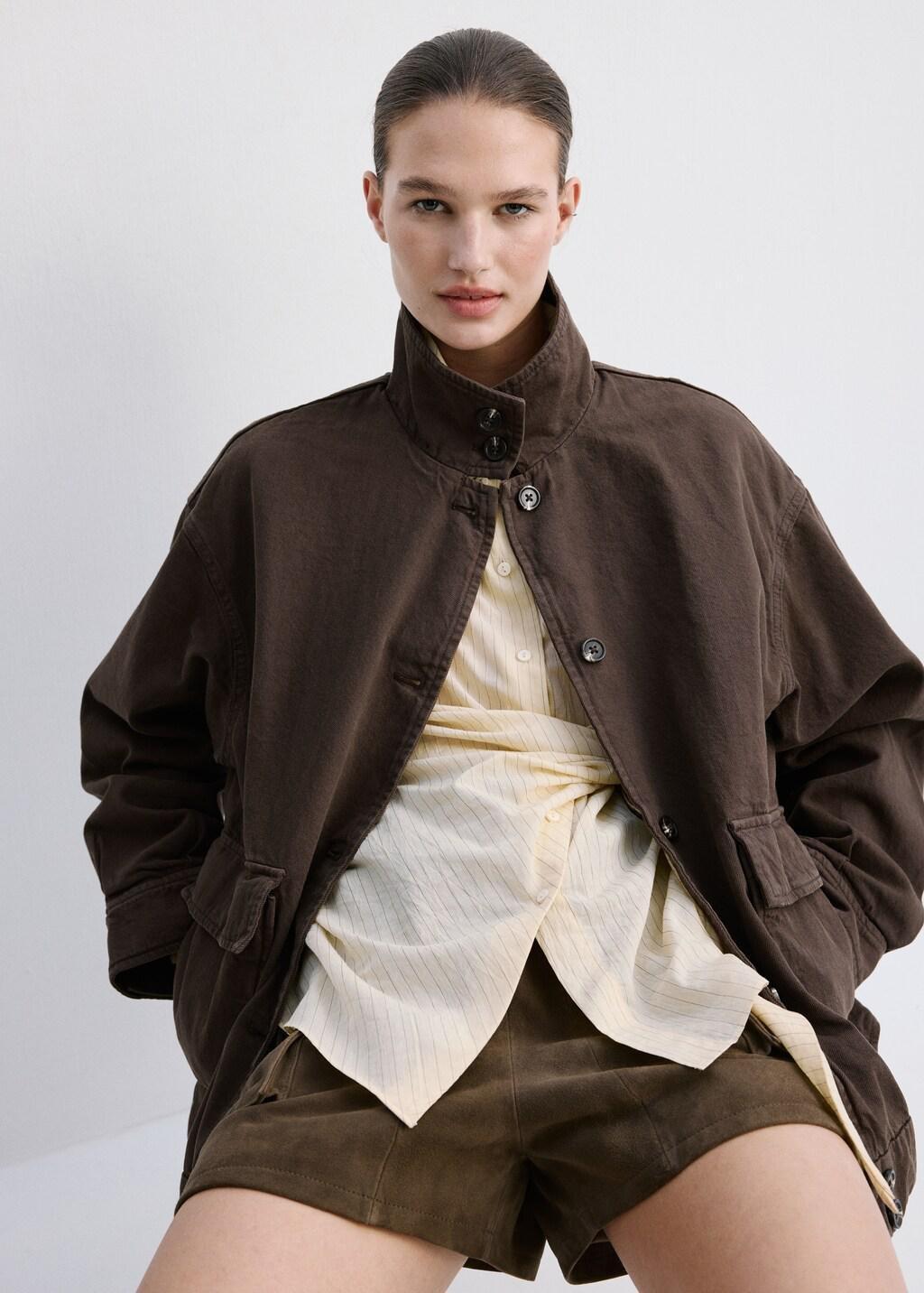 Brown Balloon Jeans With Rolled-Up Hem, Dark Brown, large image number 4