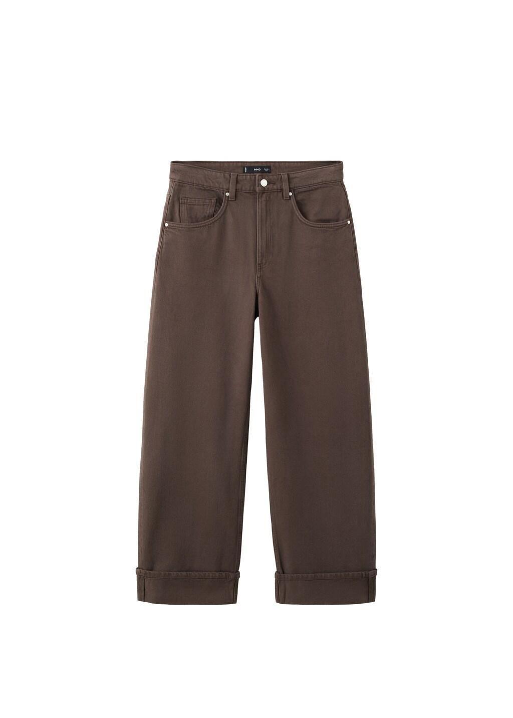 Brown Balloon Jeans With Rolled-Up Hem, Dark Brown, large image number 7