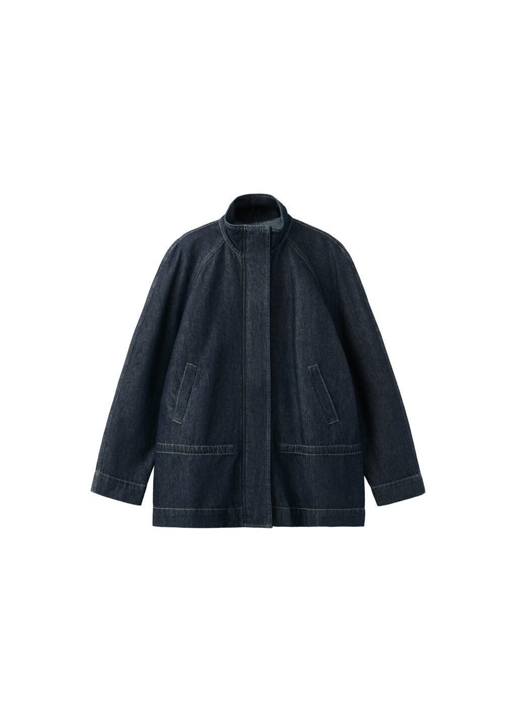 Blue Drawstring Waist Denim Parka, Open Blue, large image number 7