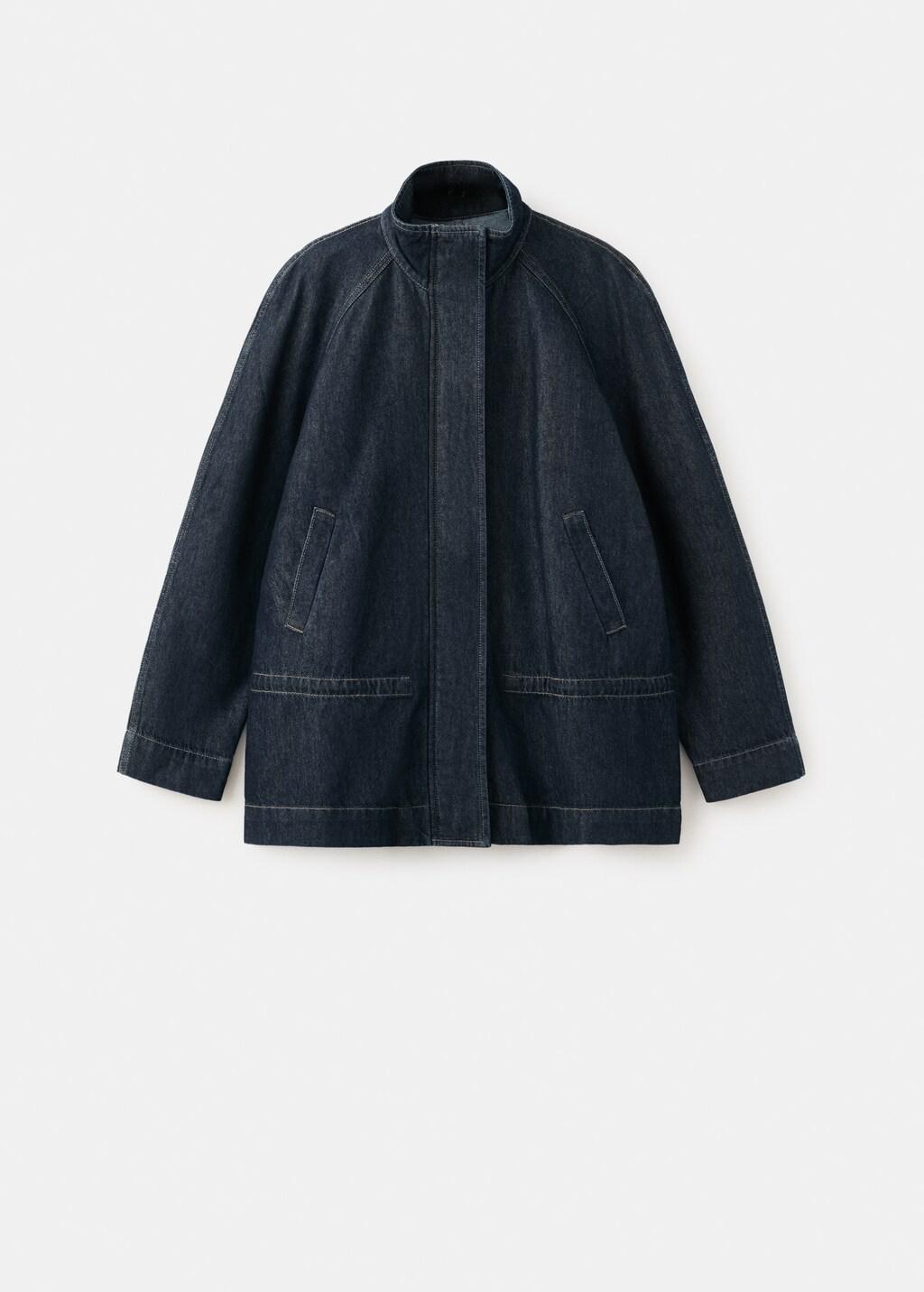Blue Drawstring Waist Denim Parka, Open Blue, large image number 8
