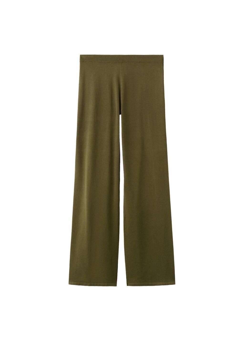 Khaki Fine-Knit Straight-Fit Trousers, Beige - Khaki, large image number 7