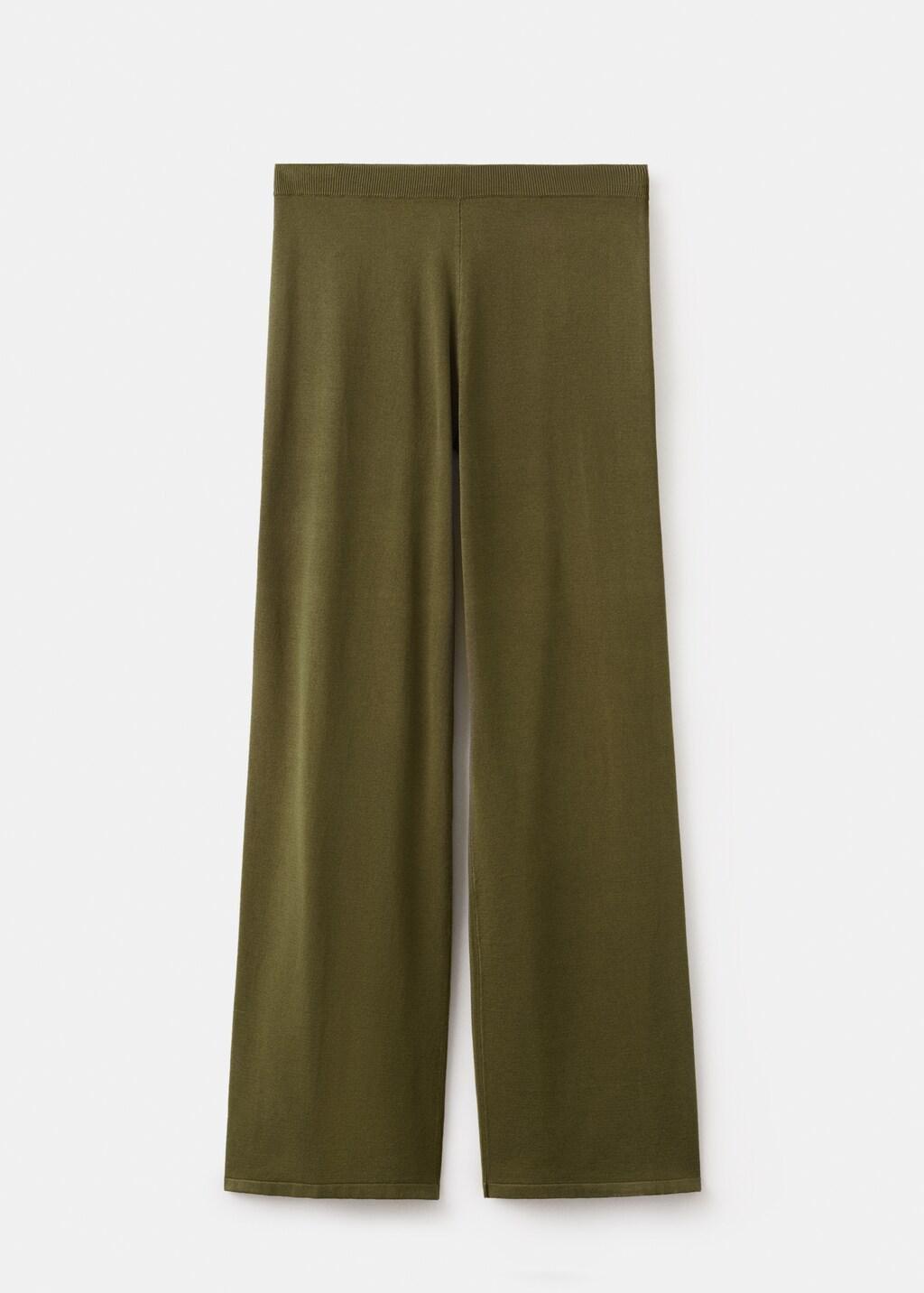 Khaki Fine-Knit Straight-Fit Trousers, 0201_37, large image number 8