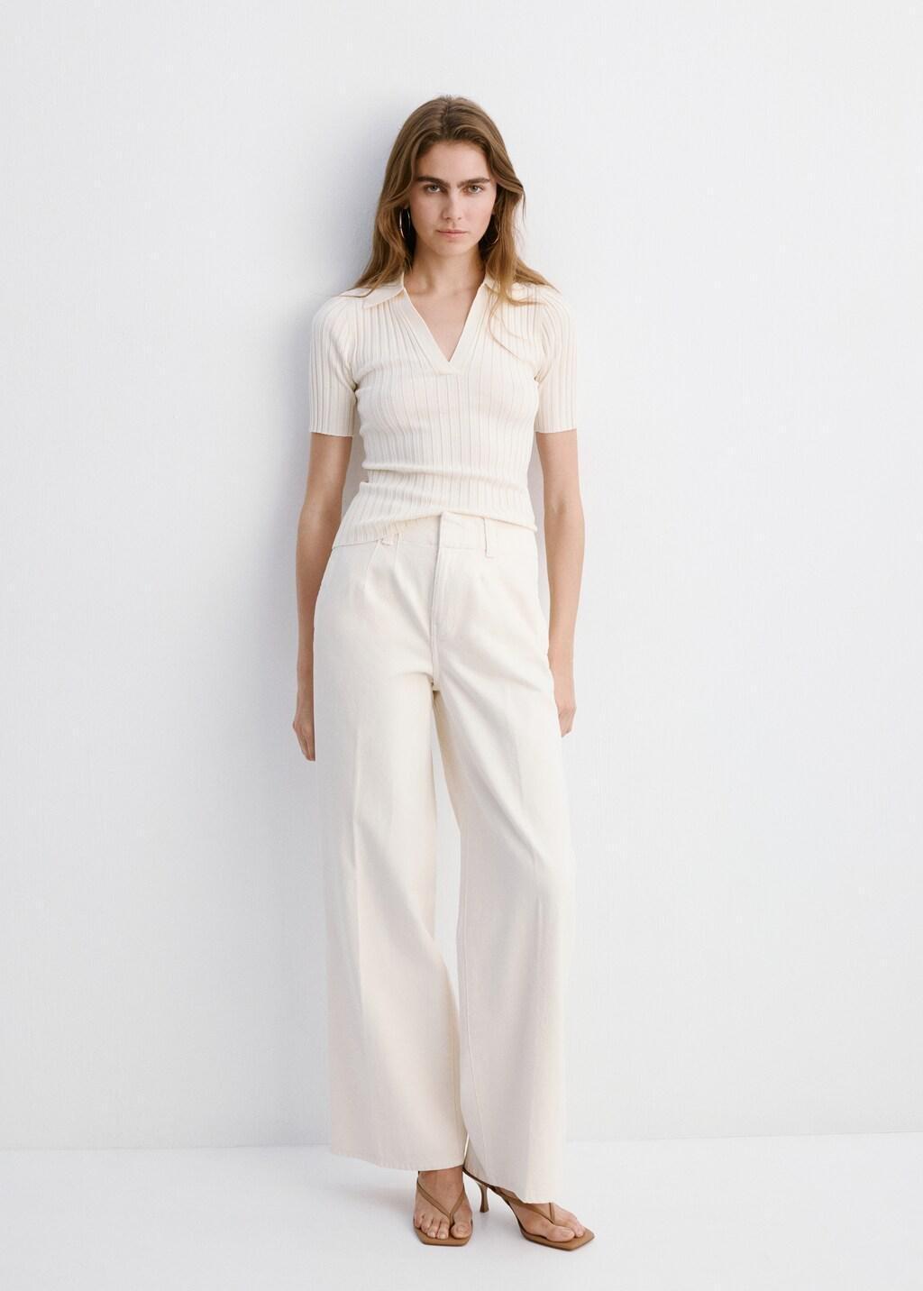 White Wide Leg Mid-Rise Jeans, Natural White, medium