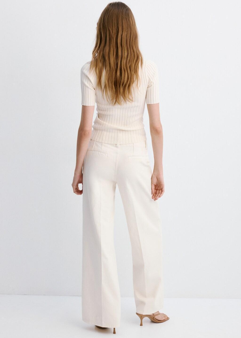 White Wide Leg Mid-Rise Jeans, Natural White, medium