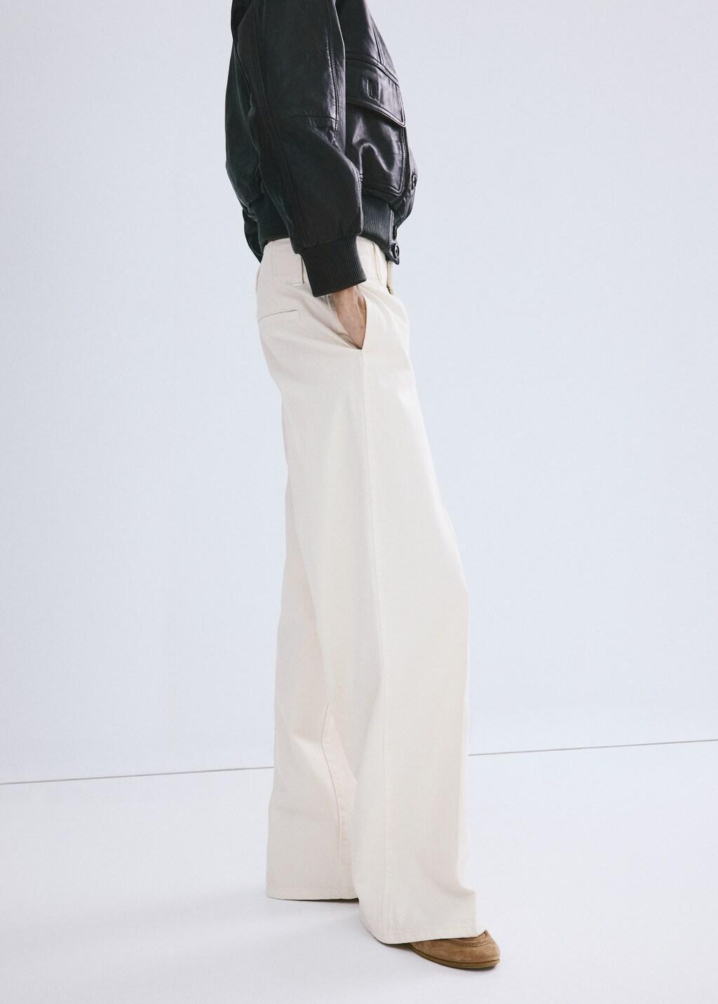 White Wide Leg Mid-Rise Jeans, Natural White, large image number 3