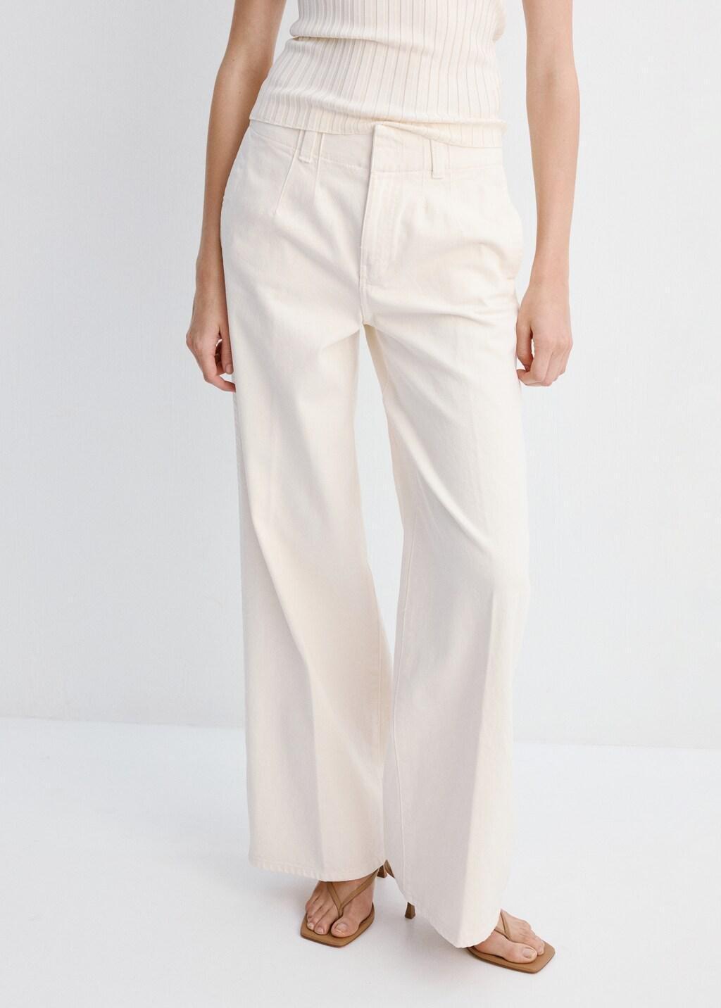 White Wide Leg Mid-Rise Jeans, Natural White, large image number 3