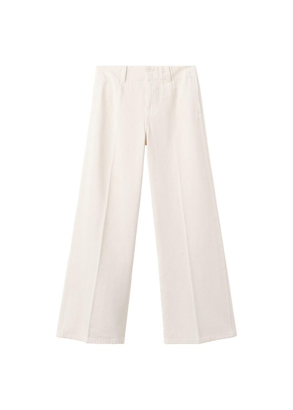 White Wide Leg Mid-Rise Jeans, Natural White, large image number 6
