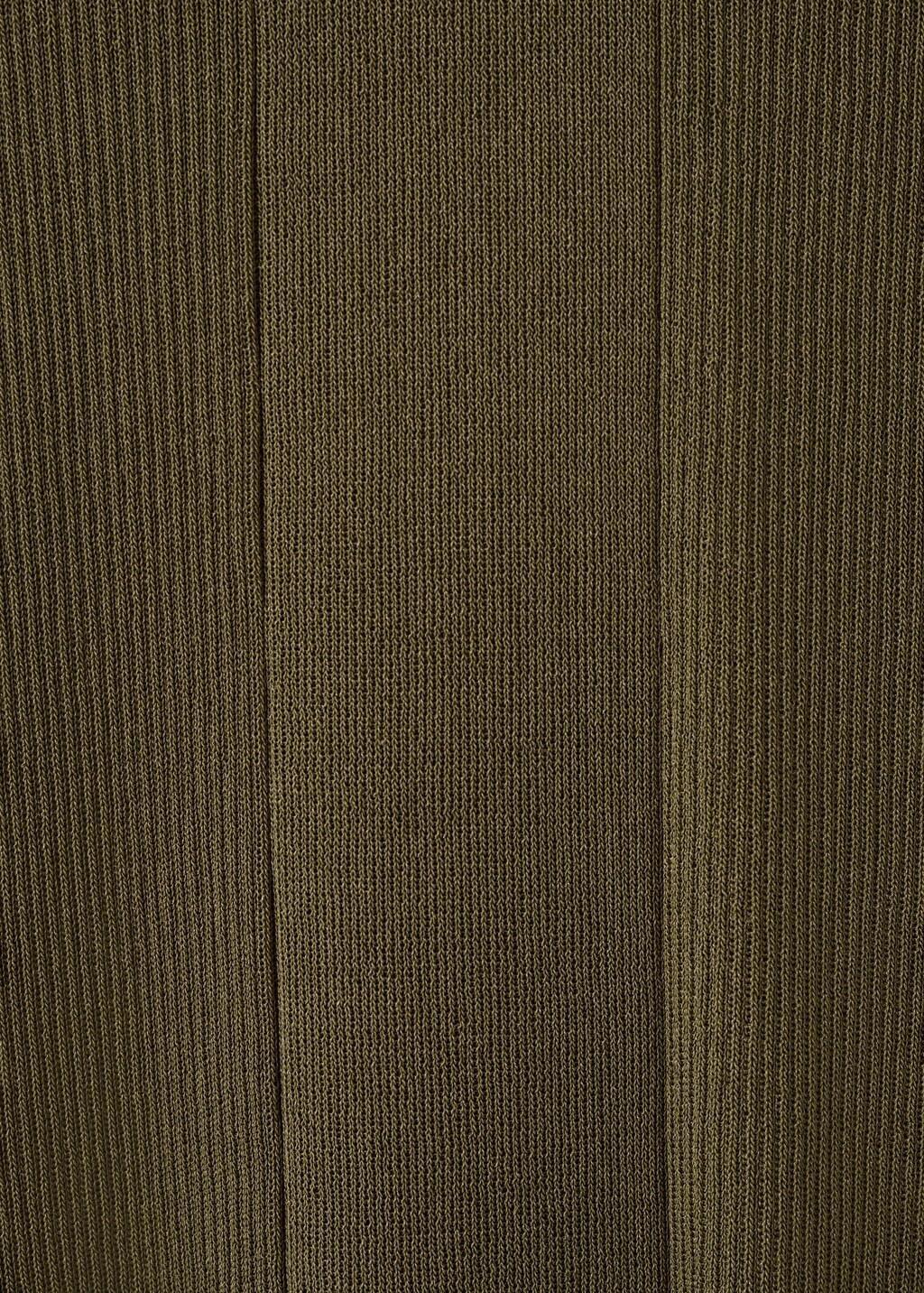 Khaki Fine-Knit Flared Dress, Beige - Khaki, large image number 1