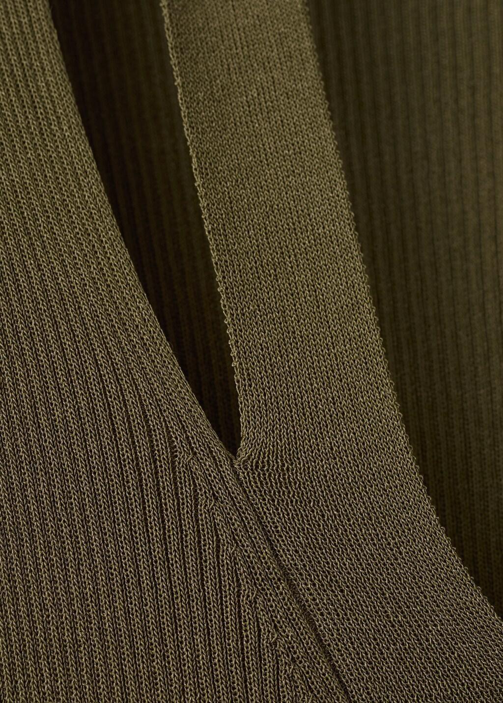 Khaki Fine-Knit Flared Dress, Beige - Khaki, large image number 4