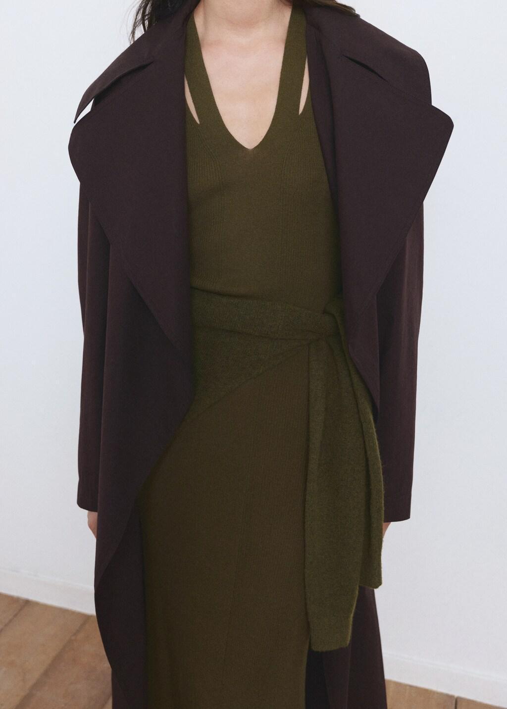 Khaki Fine-Knit Flared Dress, Beige - Khaki, large image number 5