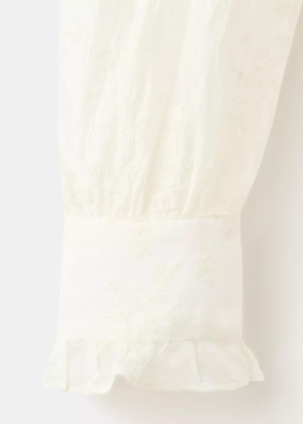Beige Lyocell Blouse With Floral Embroidery, Light Beige, large image number 2