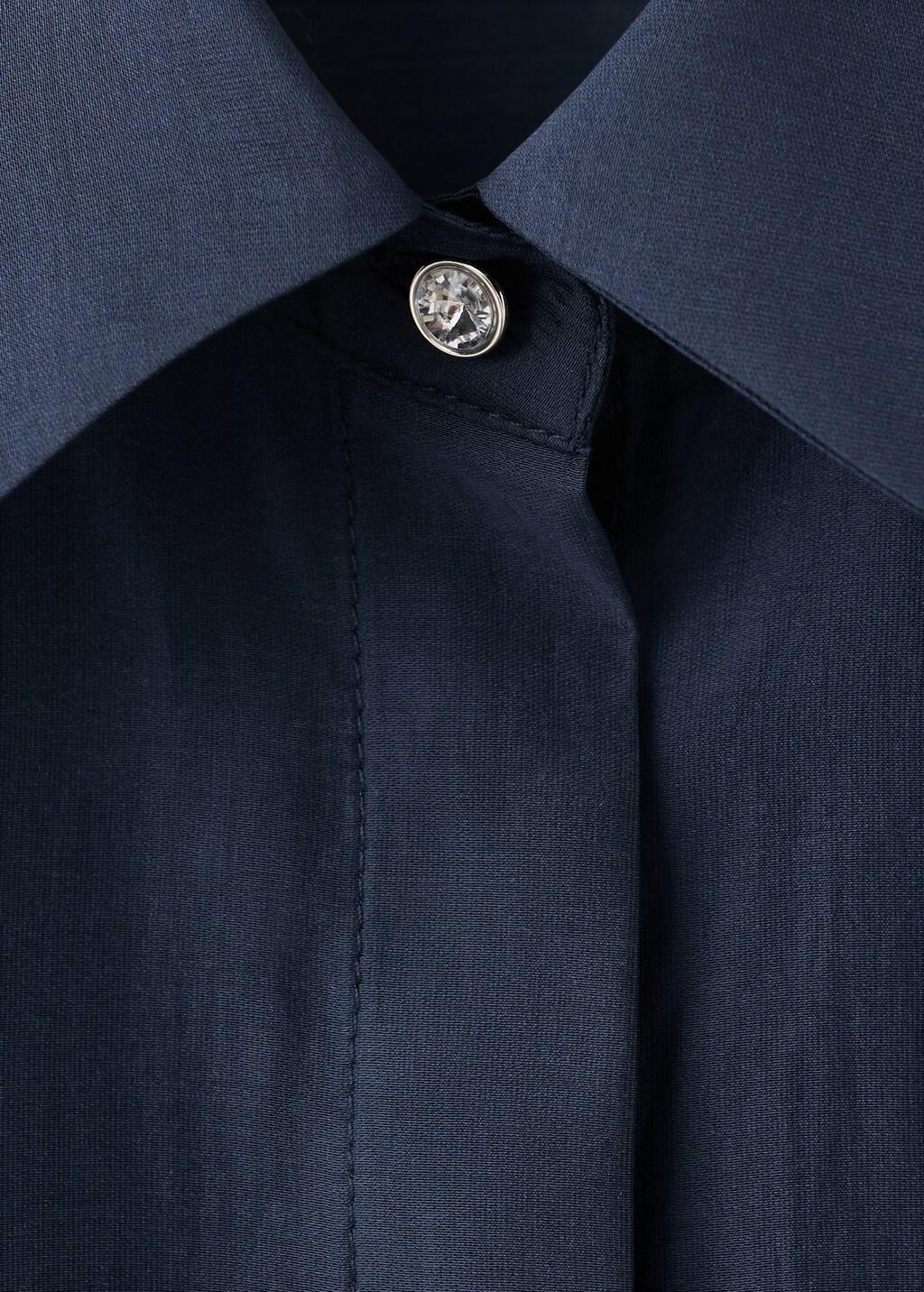 Navy Lyocell Shirt With Rhinestones, 0201_56, large image number 1