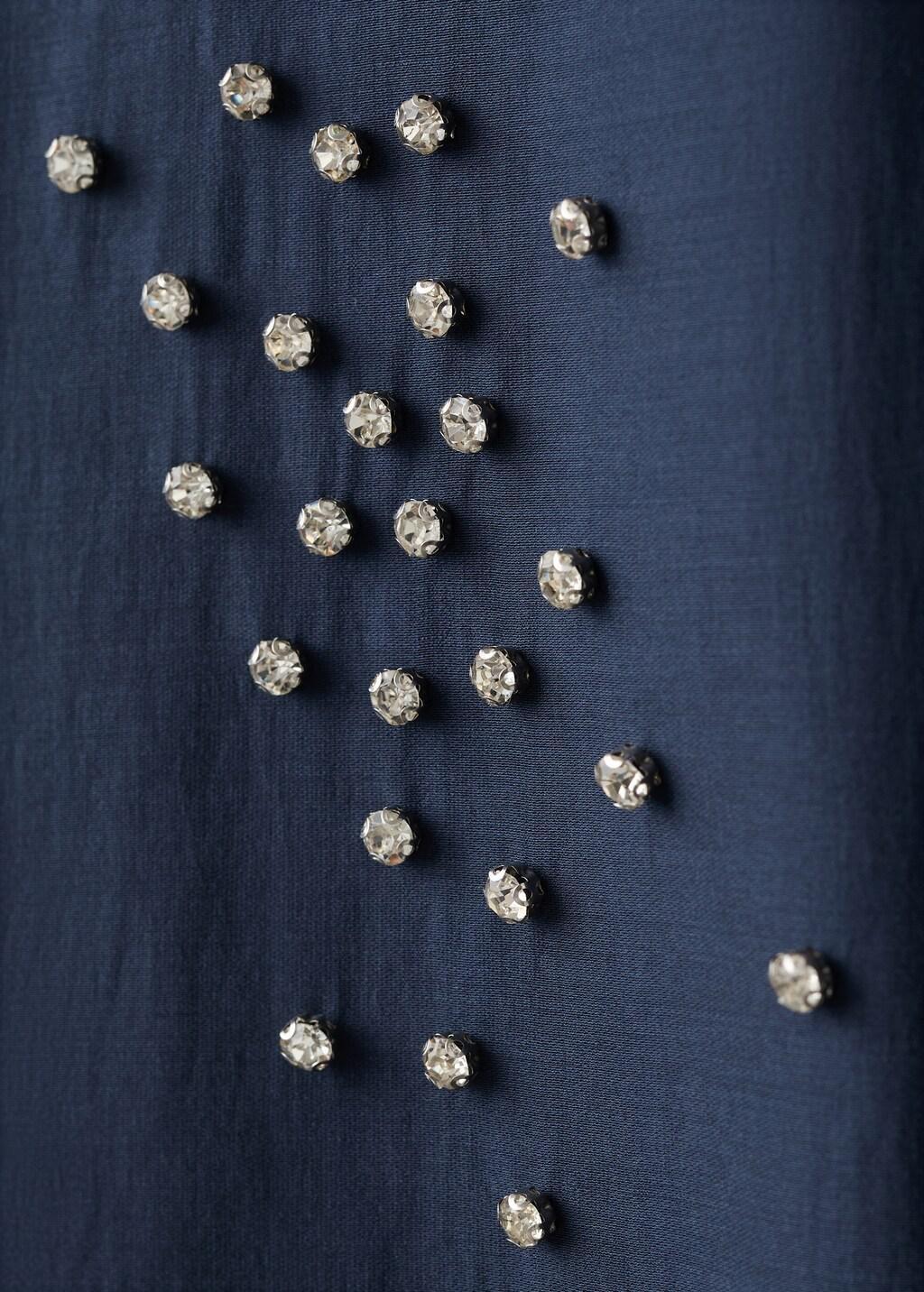 Navy Lyocell Shirt With Rhinestones, 0201_56, large image number 5