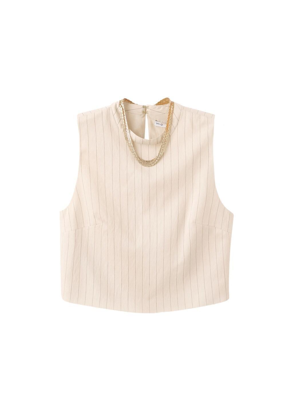 Cream Chain Detail Top, 0201_02, large image number 2