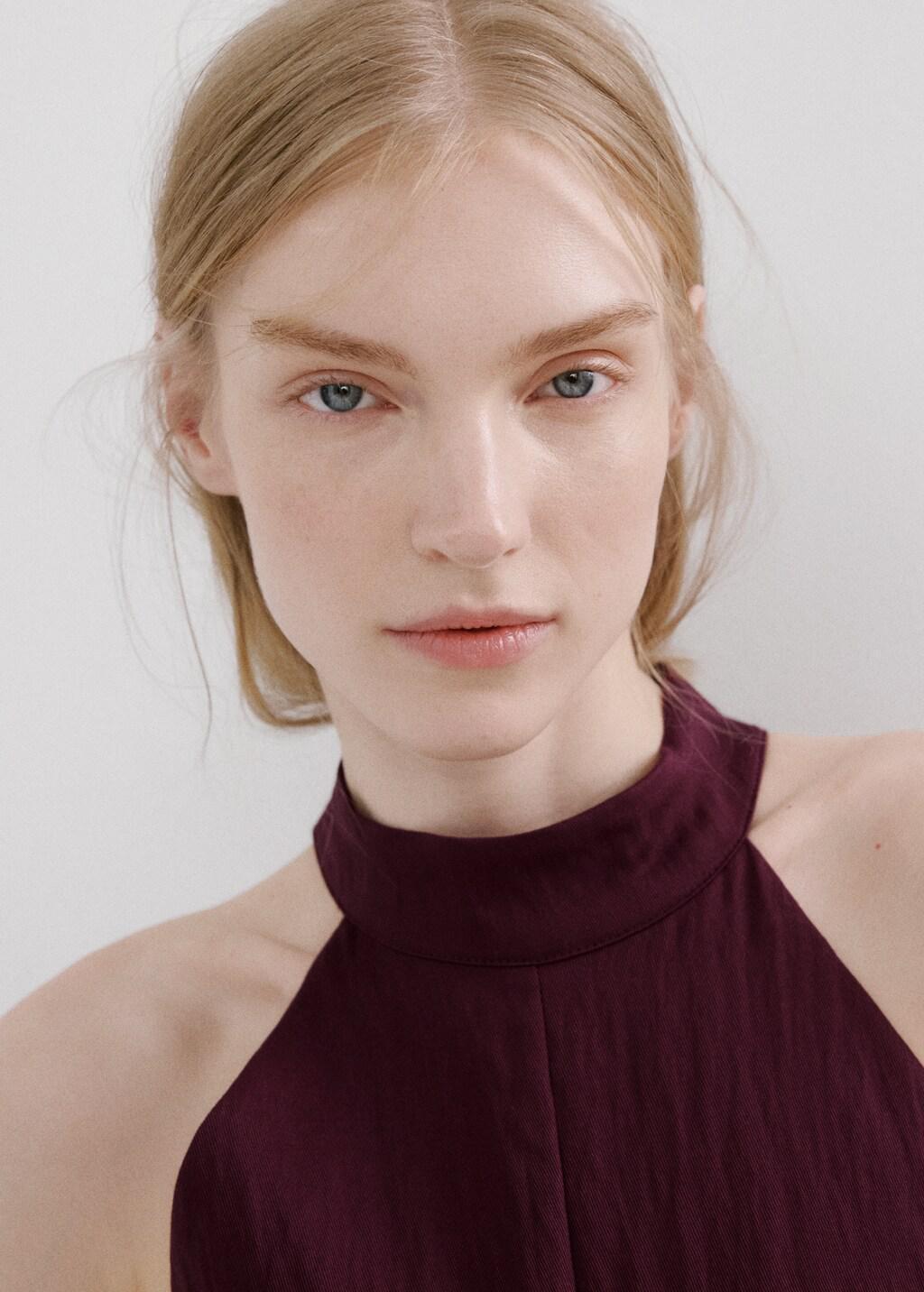 Red Lyocell Halter Neck Jumpsuit, Dark Red, large image number 4