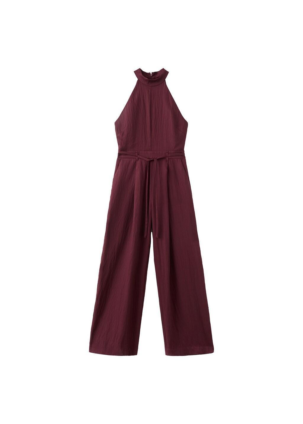 Red Lyocell Halter Neck Jumpsuit, Dark Red, large image number 6