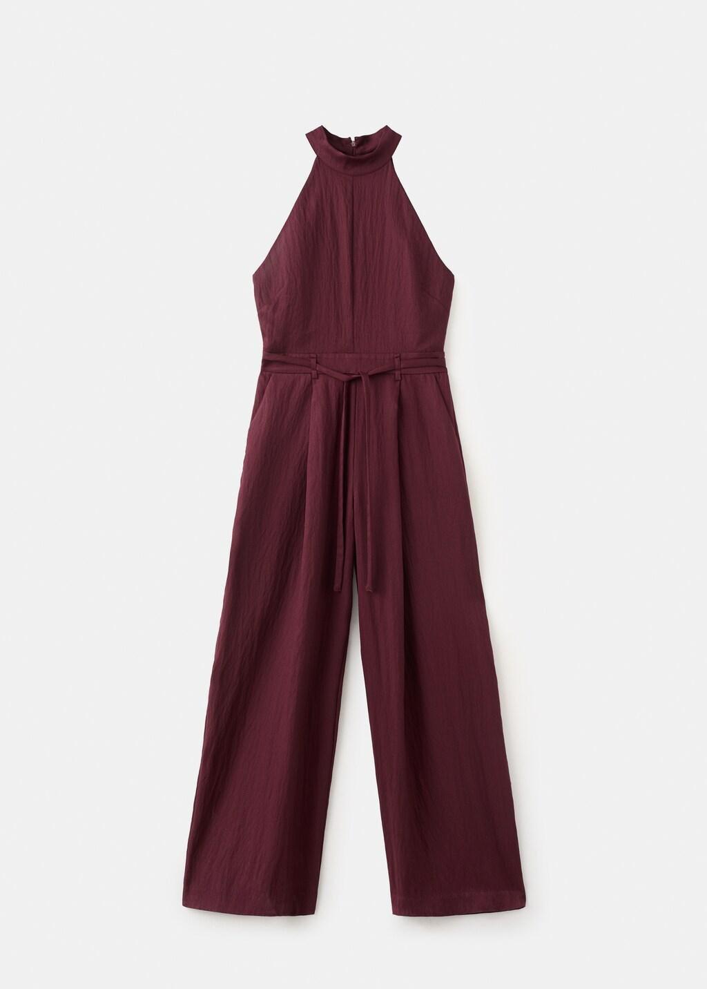 Red Lyocell Halter Neck Jumpsuit, Dark Red, large image number 7