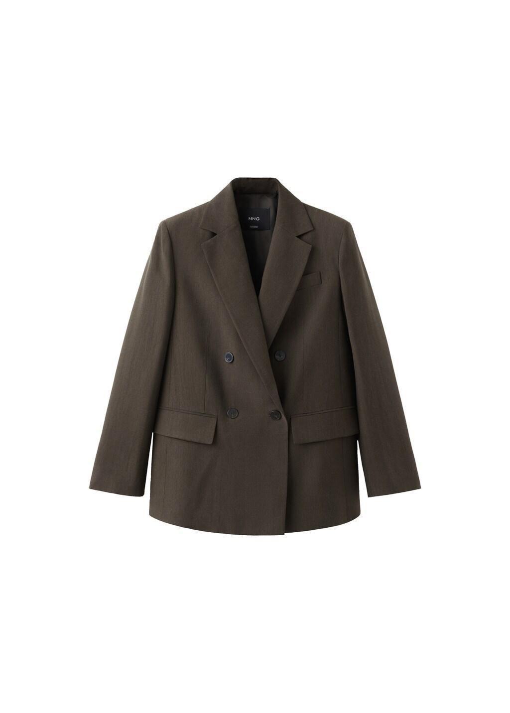 Brown Straight-Fit Lyocell Suit Jacket, Dark Brown, large image number 7