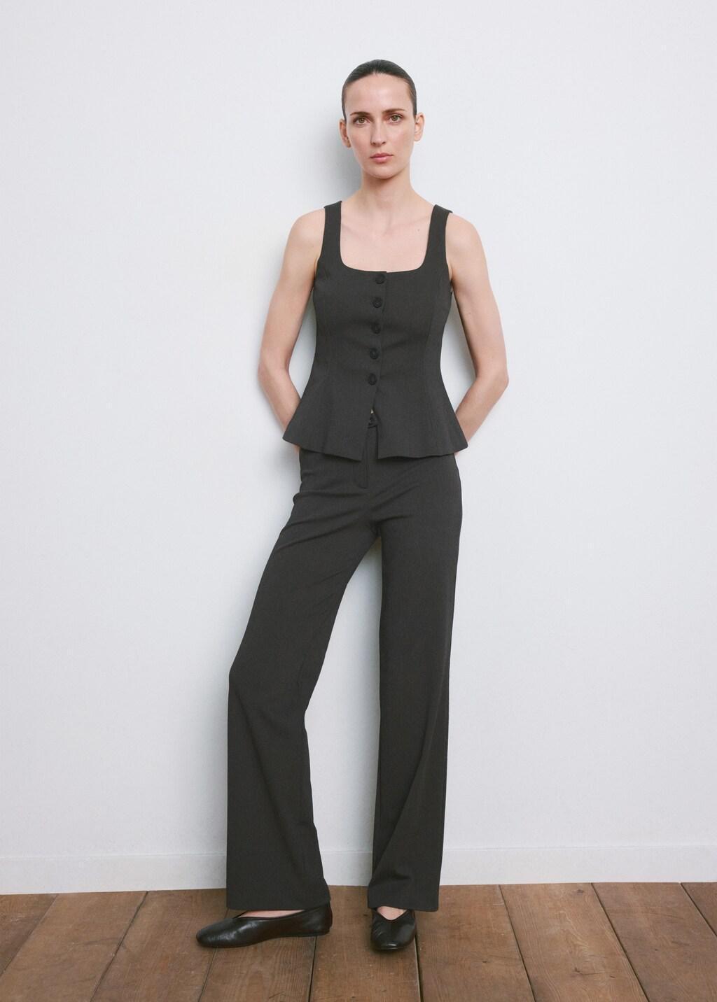 Grey Straight Mid-Rise Trousers, 0201_92, medium