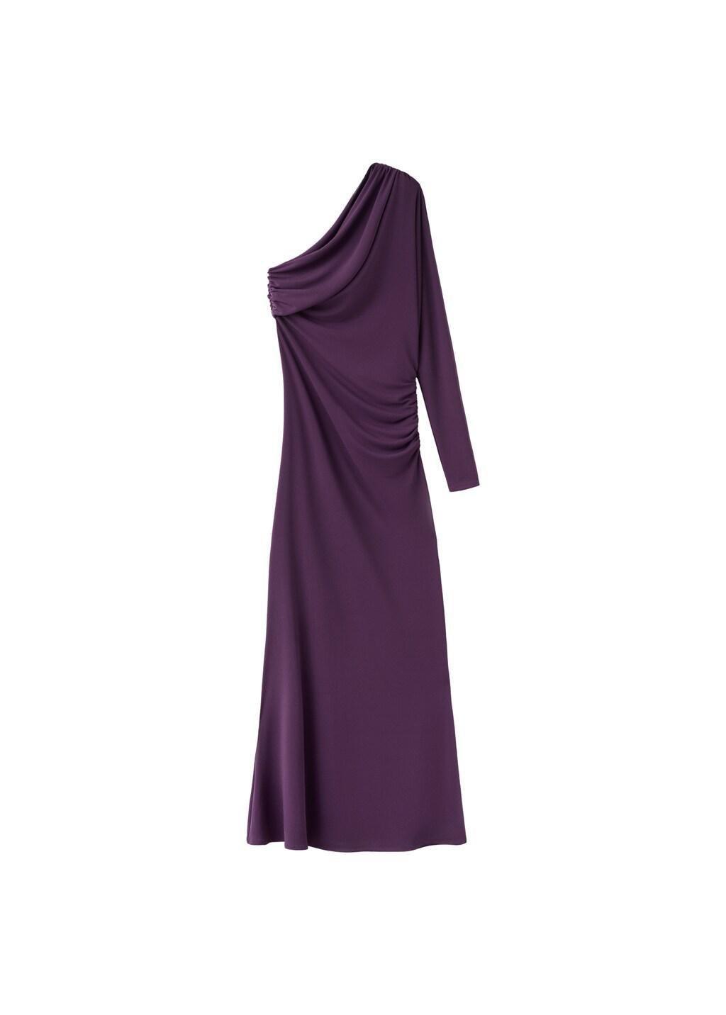 Purple Asymmetrical Dress With Gathered Body, Medium Purple, large image number 6