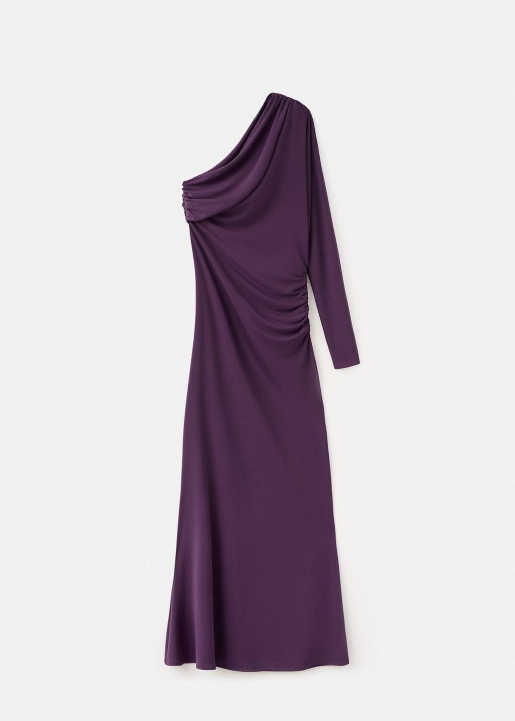 Purple Asymmetrical Dress With Gathered Body, Medium Purple, large image number 7