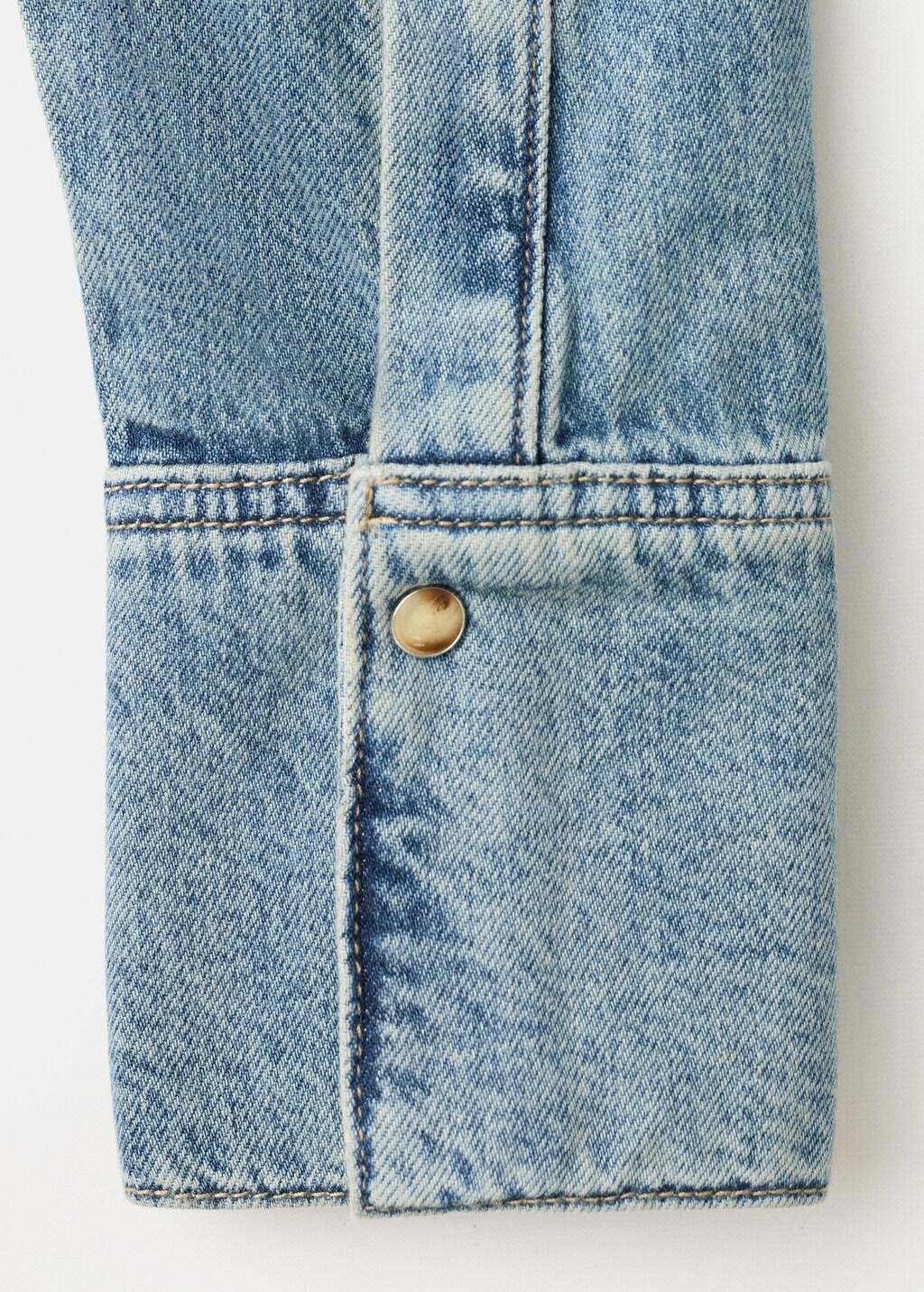 Blue Frilled Denim Blouse, Open Blue, large image number 4