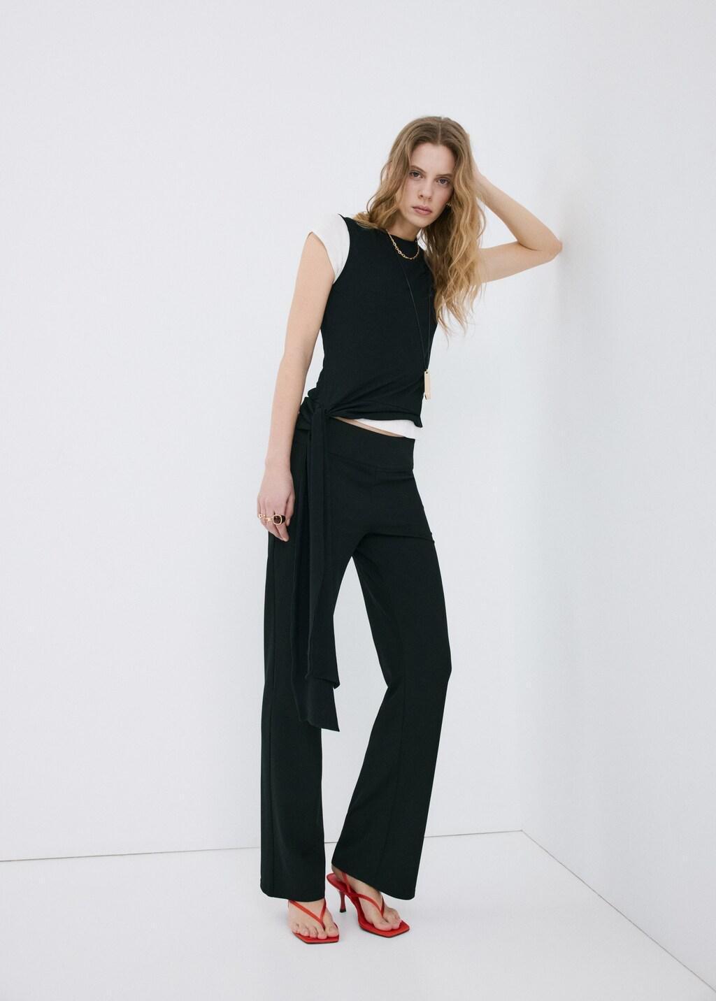 Black Mid-Rise Flare Trousers, 0201_99, large image number 0