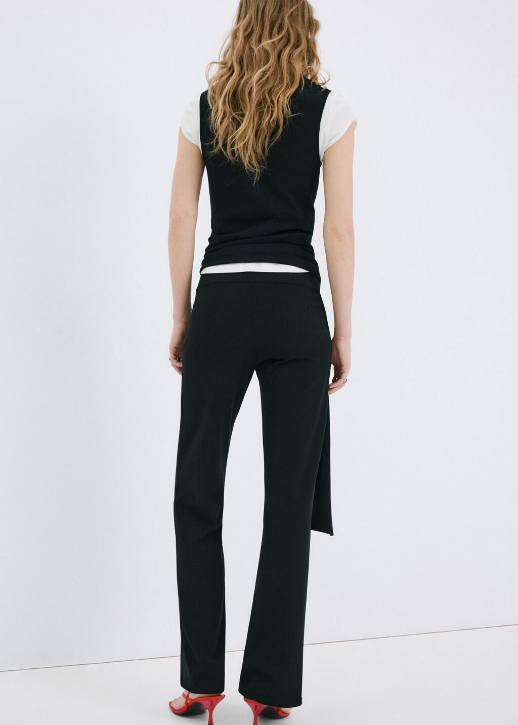 Black Mid-Rise Flare Trousers, 0201_99, large image number 2