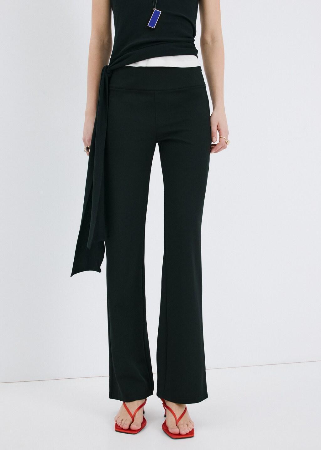 Black Mid-Rise Flare Trousers, 0201_99, large image number 3