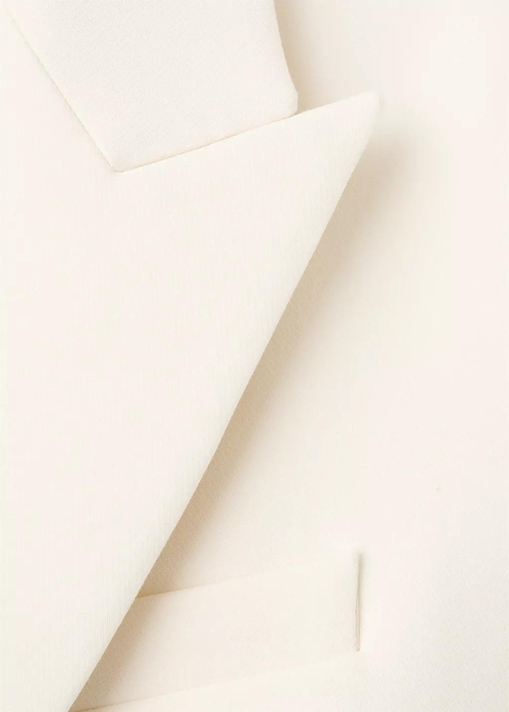 Beige Fitted Double-Breasted Blazer, Light Beige, large image number 1