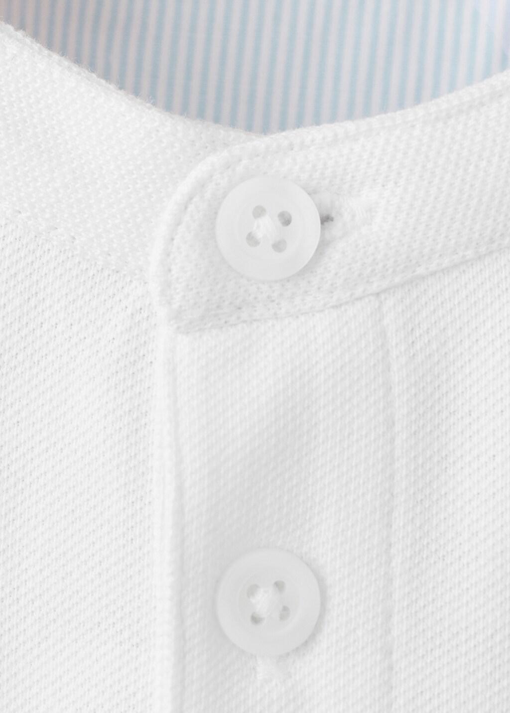 White Mao Collar Polo Shirt, Kids Boy, White, medium