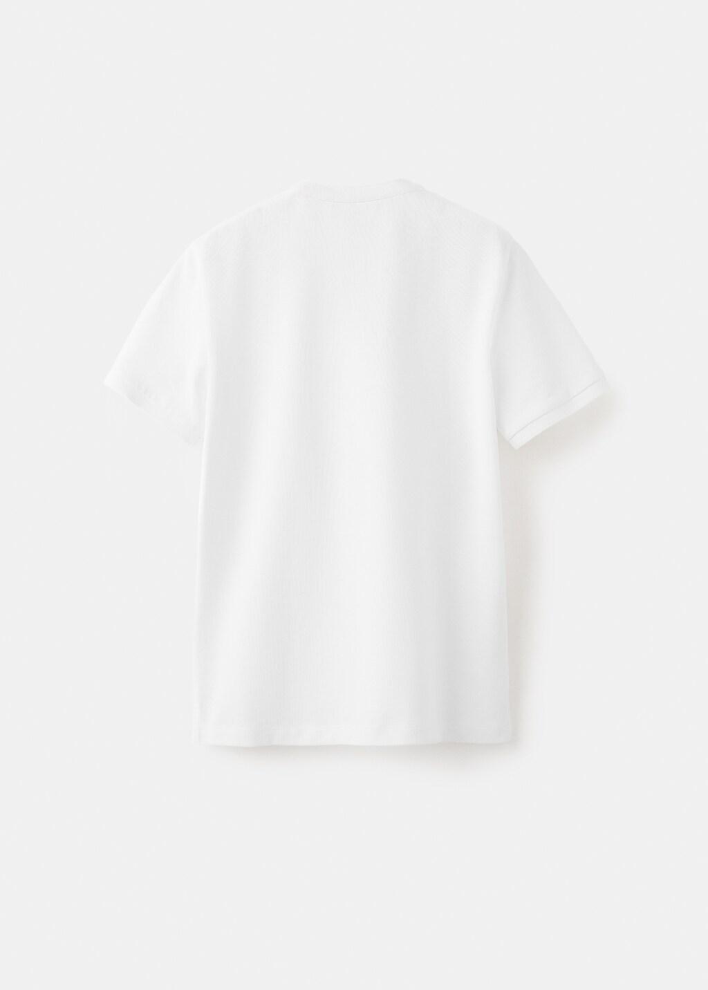 White Mao Collar Polo Shirt, Kids Boy, White, medium