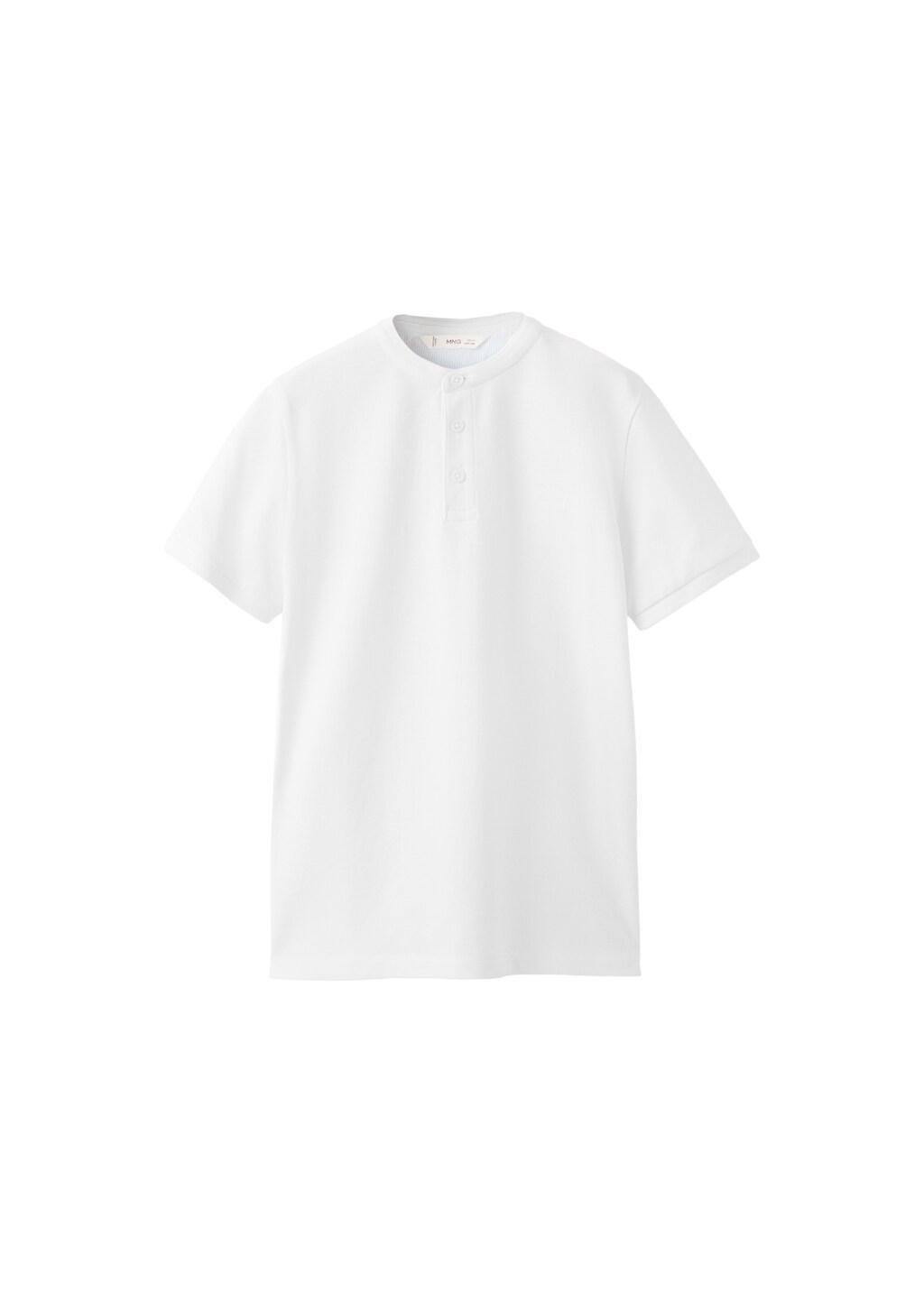 White Mao Collar Polo Shirt, Kids Boy, White, large image number 3