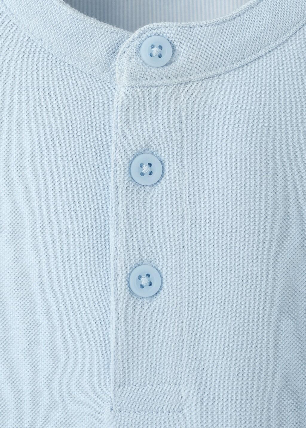 Blue Mao Collar Polo Shirt, Kids Boys, Light-Pastel Blue, medium