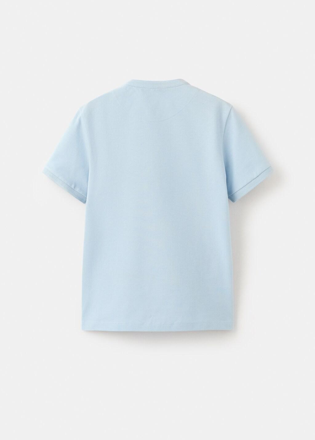 Blue Mao Collar Polo Shirt, Kids Boys, Light-Pastel Blue, medium