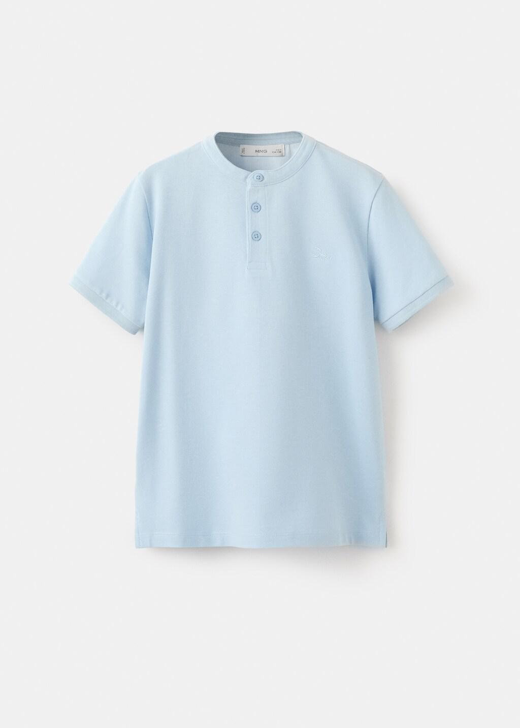 Blue Mao Collar Polo Shirt, Kids Boys, Light-Pastel Blue, large image number 4