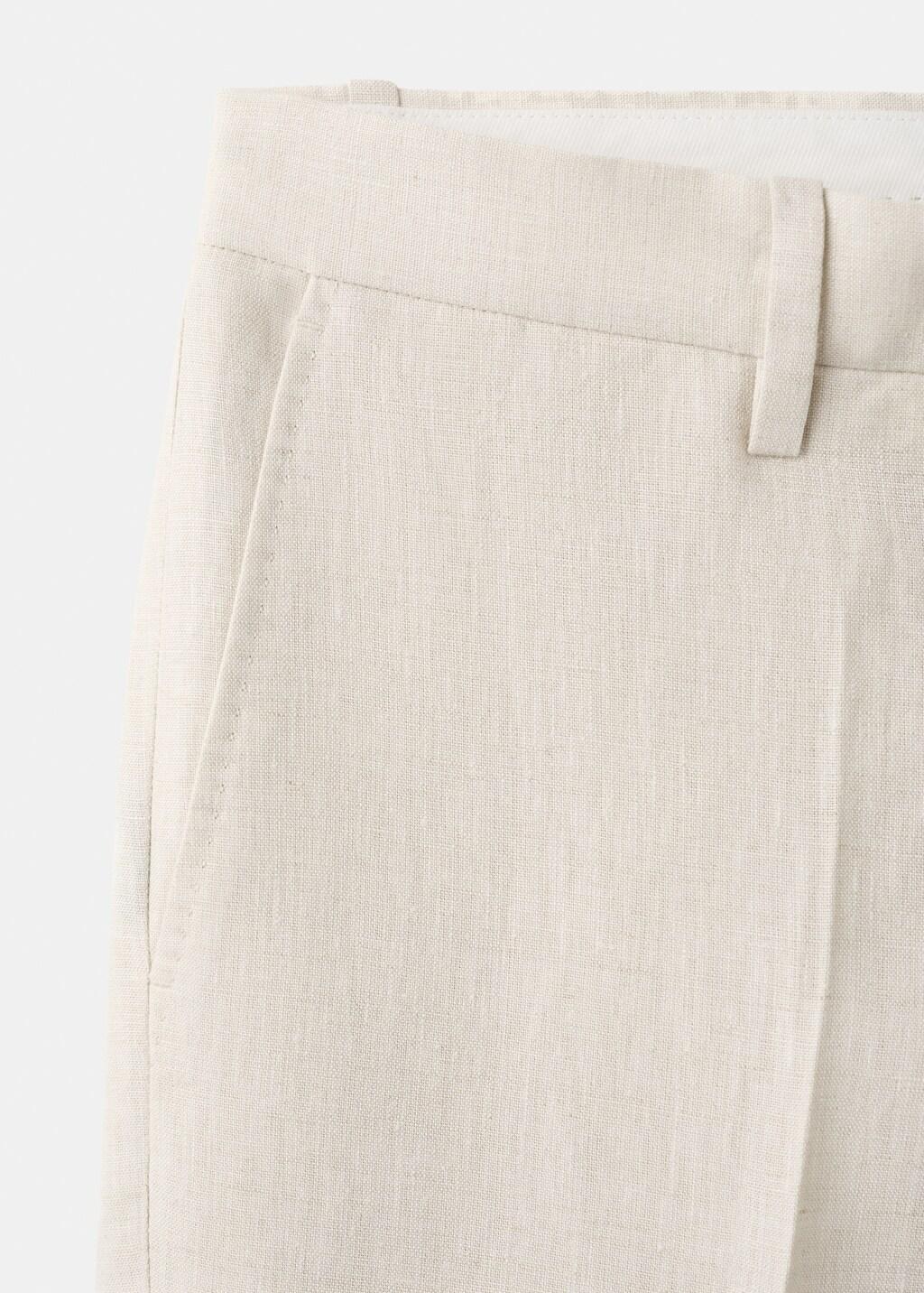 Beige Amalfi Linen Slim-Fit Suit Trousers, Light Beige, large image number 1