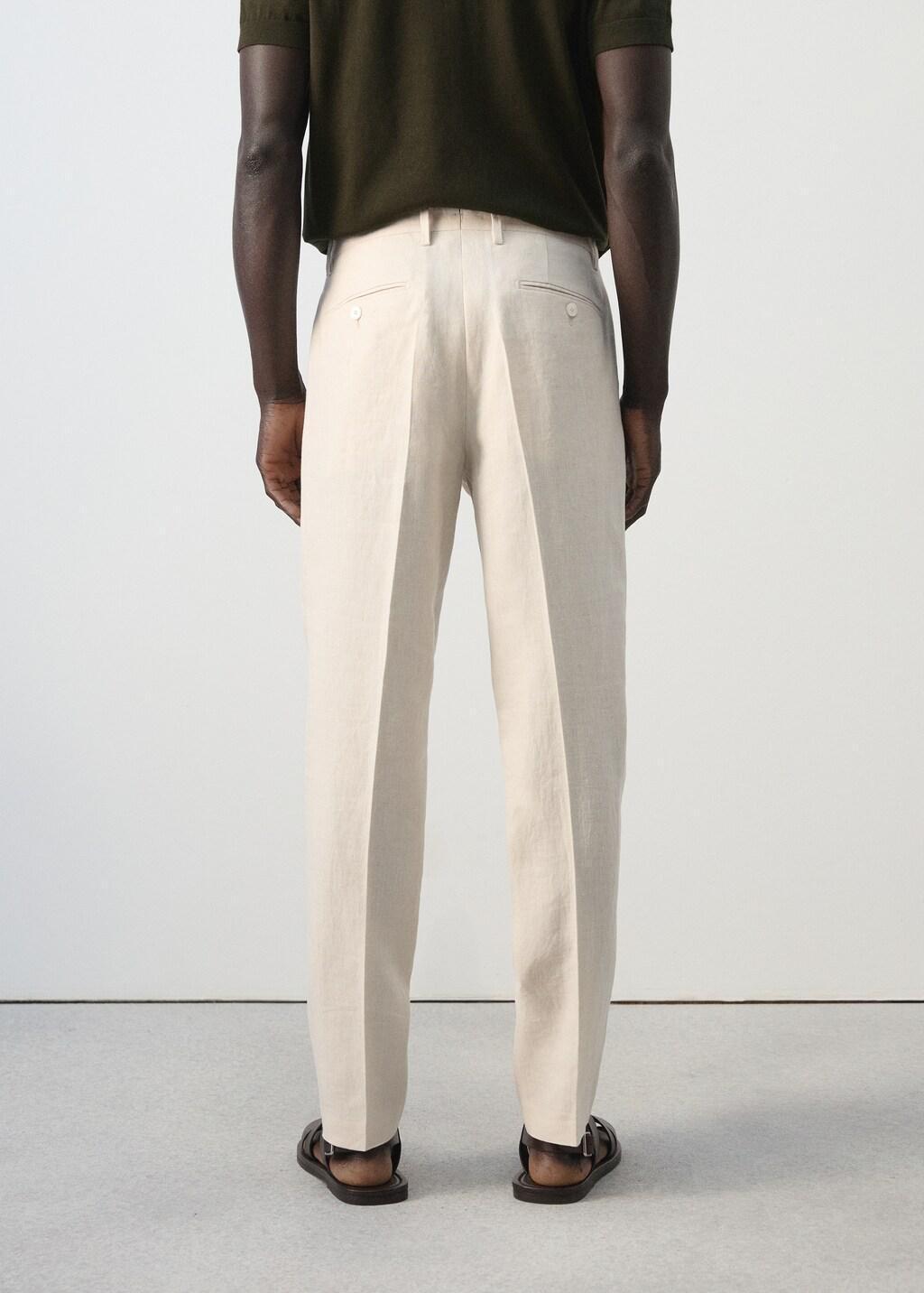 Beige Amalfi Linen Slim-Fit Suit Trousers, Light Beige, large image number 2