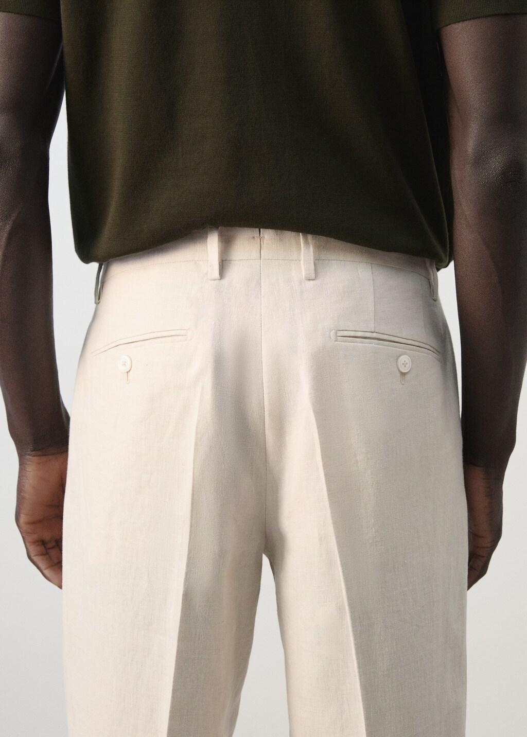 Beige Amalfi Linen Slim-Fit Suit Trousers, Light Beige, large image number 6