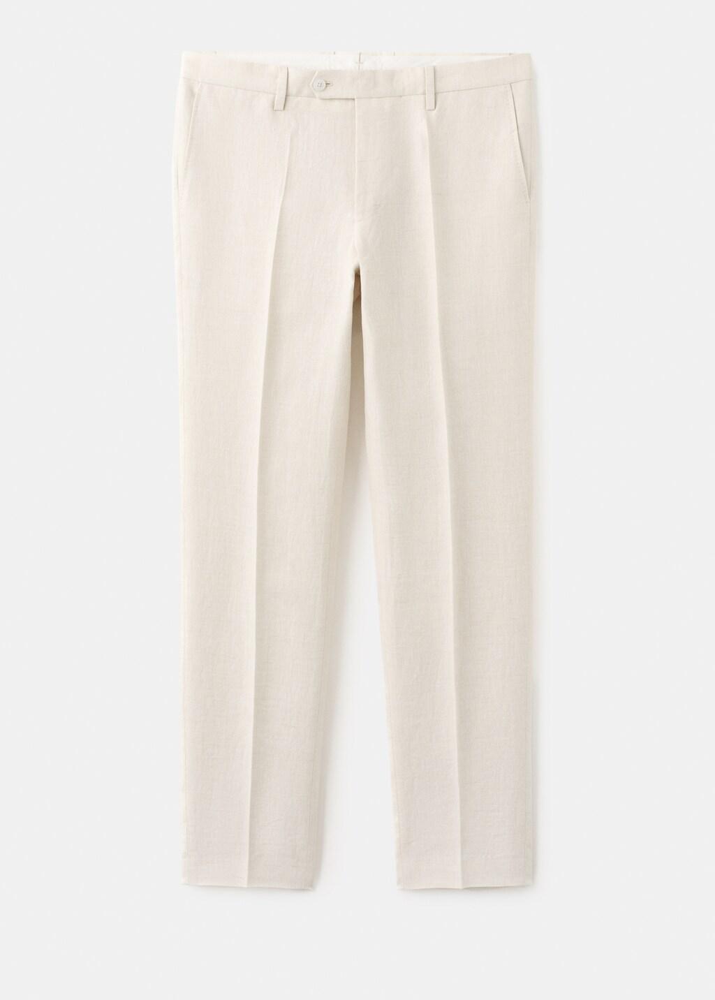 Beige Amalfi Linen Slim-Fit Suit Trousers, Light Beige, large image number 8