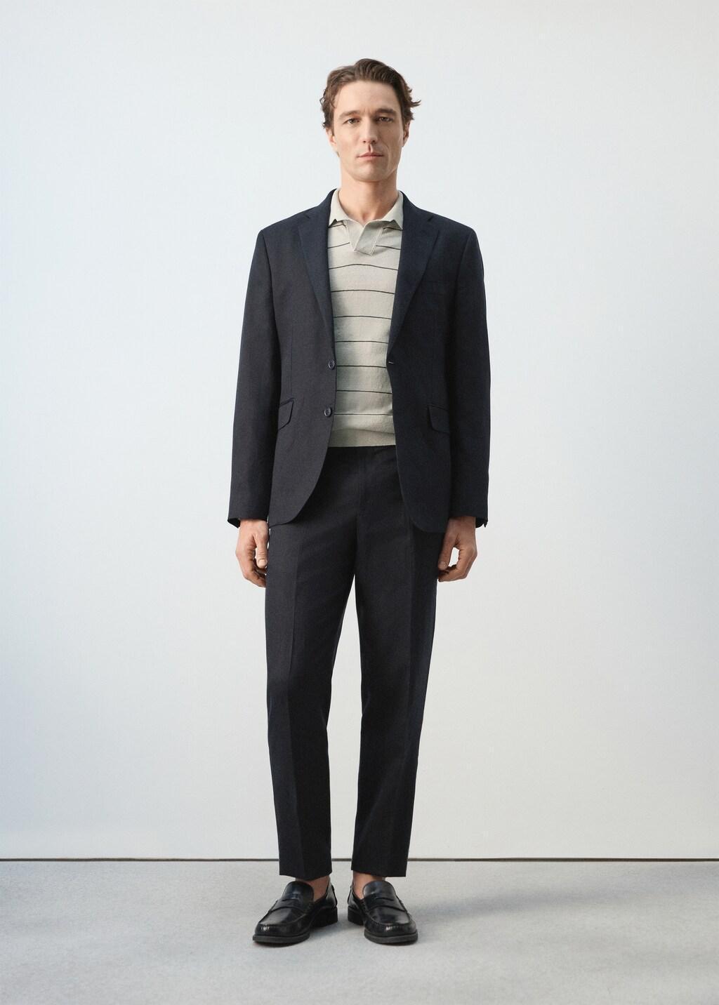 Navy Amalfi Slim Fit Suit Trousers, Navy, large image number 0