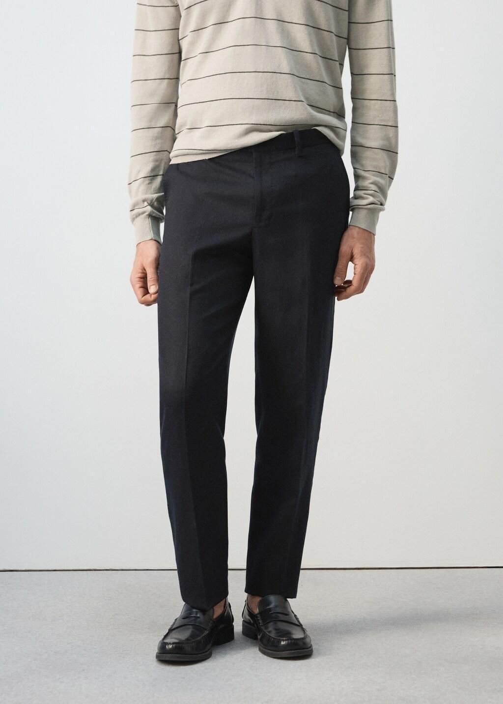 Navy Amalfi Slim Fit Suit Trousers, Navy, large image number 3